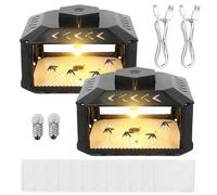 Lot De 2 Piège À Puces, Pièges À Puces pour La Maison avec 12 Autocollants Et 2 Câbles USB,Piège À Lumière Anti-Puces À LED,Omnidirectionnel Piège À Lampe À Puces pour Chambre À Coucher,Salon,Cuisine
