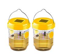 Lot de 2 pièges à guêpes solaires à suspendre avec lumière pour vestes jaunes, frelons, abeilles, guêpes