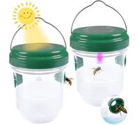 Lot de 2 pièges à guêpes solaires suspendus avec lumière LED, pièges à mouches réutilisables et frelons pour l'extérieur et