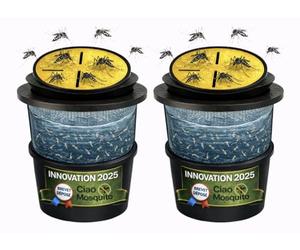 Lot de 2 Pièges à Moustiques Tigres avec Récipient & Couvercle - Innovation 2025 - Piège à Larves Écologique sans Insecticide - Anti Moustique Jardin Terrasse Balcon - Ciao Mosquito®