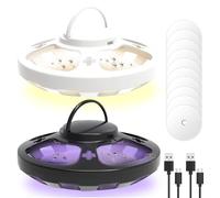 Lot de 2 pièges à puces pour appartement - LED légères - Piège à puces LED - Piège à puces adhésif - Avec 10 disques adhésifs - Pour salon, chambre à coucher