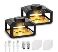 Lot de 2 pièges à puces pour appartement, LED, légers, omnidirectionnels, avec 12 pastilles adhésives, piège à punaises de lit collants, piège à puces pour salon, cuisine, chambre à coucher