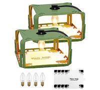 Lot de 2 pièges à puces pour la maison, kit de piège à puces avec 4 ampoules et 4 disques de colle, piège à lumière, sans odeur, non toxique, piège à punaises de lit, piège à mouches et tueur pour la