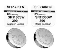 Lot de 2 piles bouton SEIZAIKEN 390, SR1130SW, 1,55 V, pour montre à l'oxyde d'argent, 0 % de mercure, 100 % fabriquées au Japon