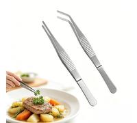 Lot de 2 Pince Brucelle Longue Acier Inoxydable, Pinces Courbé et Droit, Pincette Cuisine Patisserie Multifonction, Idéal Cuisine, Infirmière, Aquarium et Bricolage de Précision