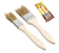 Lot de 2 pinceaux à pâtisserie, brosse de cuisine, poils naturels, brosse de cuisson, brosse de barbecue, brosse à barbecue résistante à la chaleur, pinceau à huile avec long manche en bois pour