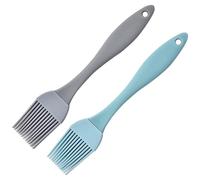 Lot de 2 pinceaux à pâtisserie en silicone de 17 cm pour cuisine, pâtisserie, grill, badigeonnage, barbecue - Gris, bleu