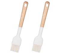 Lot de 2 pinceaux à pâtisserie en silicone résistants à la chaleur avec manche en bois, brosse à huile pour barbecue, beurre, sauce, marinade, pâtisserie