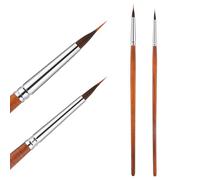Lot de 2 pinceaux à pointe aiguille étendue - Pinceaux d'aquarelle professionnels professionnels à tête d'épingle synthétique extra long avec corps en martre pour aquarelle, acrylique et gouache