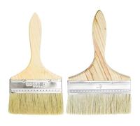 Lot de 2 pinceaux de peinture, pinceau à lasure, 108 mm/130 mm, pinceau plat avec manche en bois, pinceau de peinture, pinceau de surface pour peintures, lasures, huiles, peintures murales