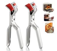 Lot de 2 pinces à assiettes en acier inoxydable - Pinces anti-brûlure pour bols, avec isolation thermique en silicone antidérapant