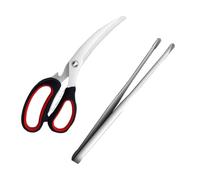 Lot de 2 Pinces à Barbecue, en Acier Inoxydable 304 | Ciseaux et Pince Alimentaire, Prise Sûre Antidérapante, pour Fruits de Mer et Grillades à Maison Couleur Aléatoire