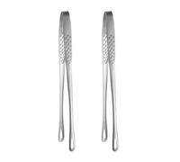 Lot de 2 pinces à barbecue en acier inoxydable de 28,5 cm - Antidérapantes - Longue pince à épiler pour cuisine, griller, camping - Argenté