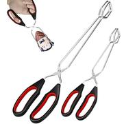 Lot de 2 pinces à barbecue inox avec poignées antidérapantes et chaude - Pince à charbon de bois pour cuisine, pâtisserie, BBQ