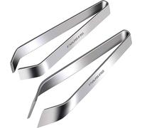 Lot de 2 pinces à épiler en acier inoxydable pour la cuisine | Pince professionnelle en acier inoxydable, plate et inclinée, 2 styles de décapage, pour la cuisson de la truite de saumon
