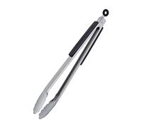 Lot de 2 Pinces Barbecue Relaxdays, INOX, Manche en Bois, Argent/Noir | Pince de cuisine longue pour barbecue et cuisine, 38 cm, pince à grillades avec œillets