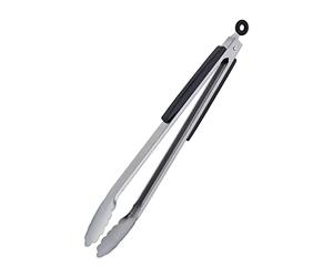 Lot de 2 Pinces Barbecue Relaxdays, INOX, Manche en Bois, Argent/Noir | Pince de cuisine longue pour barbecue et cuisine, 38 cm, pince à grillades avec œillets