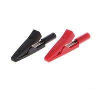 Lot de 2 pinces crocodiles isolées avec adaptateur banane femelle de 2 mm pour sonde de test multimètre, ensemble de couleurs rouge et noir pour les projets de test de tension électrique sur panneaux
