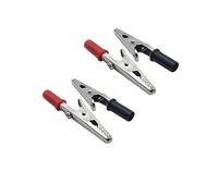 Lot de 2 pinces crocodiles, rouges et noires, 52 mm, avec vis, en métal, poignée en plastique, fiches bananes, pinces de préhension alligator