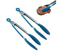 Lot de 2 pinces de cuisine anti-adhésives en acier inoxydable résistant à | Pince de service de cuisine pour steaks, toasts, grillades, concombres, fêtes en verre