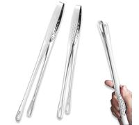 Lot de 2 pinces de cuisine en 304 acier inoxydable, ustensile de cuisine à griller,Pince à barbecue,longue pincette,pour salade, barbecue, service, buffet, friture (argentées, 24 cm et 28 cm)