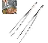 Lot de 2 Pinces de Cuisine en Acier Inoxydable - 30 cm | Pinces de cuisine professionnelles, Pince à viande, Pince à épiler pointue et ronde, Pour cuisine, réparation, fruits de mer