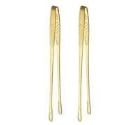 Lot de 2 pinces de cuisine multifonctions en acier inoxydable doré pour la cuisson des fruits de mer et des buffets de barbecue, gâteaux, salade, 240 x 13 mm