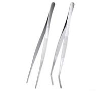 Lot de 2 pinces de cuisine professionnelles extra longues en acier inoxydable de 30 cm avec pointes dentelées pour la cuisine 30 cm pour barbecue, grill, pince à épiler de précision pour aliments
