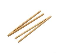 Lot de 2 pinces en bois naturel pour salade, pâtes, toast, pain, sucre, thé glacé, ustensiles de cuisine anti-rayures 18 cm