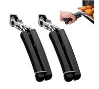 Lot de 2 pinces pour plaques chaudes, protection anti-brûlure, clip de bol multi-usages, en silicone antidérapant, isolation thermique, pinces de préhension en acier inoxydable (noir)