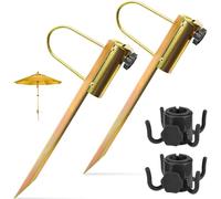 Lot de 2 piquets d'ancrage de sable pour parasol de plage de diamètre 22 à 32 mm, base de piquet de sol pour pelouse, canne à pêche, drapeau en acier galvanisé, parasols de jardin, manchon de support