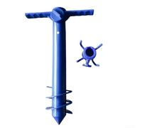 Lot de 2 piquets d'ancrage pour parasol de plage avec crochet à 4 griffes - Support à vis en spirale coupe-vent pour mâts de parasol de 22 à 32 mm - Piquet de jardin portable