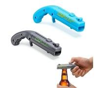 Lot de 2 Pistolet Décapsuleur Bière, Ouvre Bouteille Cap Gun avec Lanceur de Bouchons pour Bar, Fête et Soirée, Gadget Insolite et Cadeau Original, Bleu et Gris