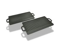 Lot de 2 plancha en fonte réversible XL plaque grill à pizza BBQ vidaXL
