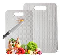 Lot de 2 planches à découper en titane - Double face, sans danger pour les aliments pour la viande, les fruits et les légumes-sans microplastique, résistant aux odeurs, coffres-forts（39*28CM+34*23CM）