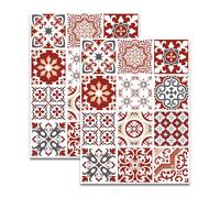 Lot de 2 planches d'adhésifs de 12 imitation de carreaux ciment REDMONKY - 10x10cm - Stickers décoratifs. Autocollant mural