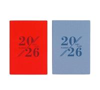 Lot de 2 planificateurs journaliers 2026 à couverture rigide lignée avec 365 pages, rouge et bleu, 20,8 x 14,5 x 4,1 cm, carnet de gestion du temps