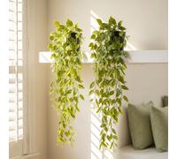 Lot de 2 plantes artificielles à suspendre en pot de 80 cm de long avec feuilles de soie réalistes pour décoration d'intérieur, bureau, étagère, mur et balcon, jardin vertical sans entretien