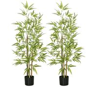 HOMCOM Lot de 2 Plantes Artificielles Bambou Arbre Artificiel Hauteur 120cm