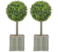 Lot de 2 plantes artificielles - HOMCOM - pot en plastique tressé et galets - hauteur de 50 cm - vert