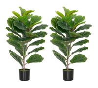 Lot de 2 plantes artificielles intérieures - HOMCOM - 80 cm - pot en plastique et flocage - vert