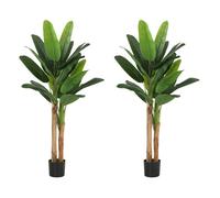 Lot de 2 plantes artificielles intérieurs 150 cm - HOMCOM - bananiers en pot - décoration pour maison, bureau, salon, chambre