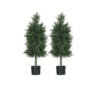 Lot de 2 plantes artificielles HOMCOM Cèdre avec pot, hauteur 90 cm, Conifère, 38L x 12,5l x 90H cm