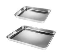 Lot de 2 Plaques à Pâtisserie en Acier Inoxydable, Plaque de Cuisson | Plateau Inox Plat Rectangulaire Pour Cuire, Rôtir,Servir,Passer au Lave-Vaisselle (23x 17x 2.5+31x 24x 2.5CM)