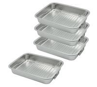 Lot de 2 plaques à rôtir en acier inoxydable avec grille 40 x 30 x 7 cm | MOUYAT, Pour les repas de famille, la cuisine