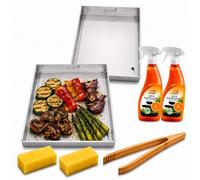 Lot de 2 plaques de cuisson 30 x 20 cm - Évacuation de graisse - Compatible avec barbecue sphérique Weber 57