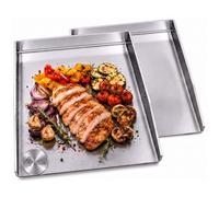 Lot de 2 plaques de cuisson 30 x 40 cm, bord réversible compatible avec barbecue sphérique Weber 57