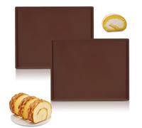 Lot de 2 plaques de cuisson en silicone anti-adhésif pour pâtisserie, cuisine, gâteaux, pain, cookies (marron)