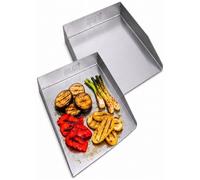 Lot de 2 plaques de cuisson pour barbecue - 30 x 20 cm - Avec bord réversible - Compatible avec Weber Traveler
