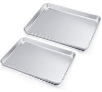 Lot de 2 plaques de cuisson rectangulaires en acier inoxydable, dimensions 40,5 x 30,5 cm et 31,6 x 24,5 cm, compatibles avec le lave-vaisselle